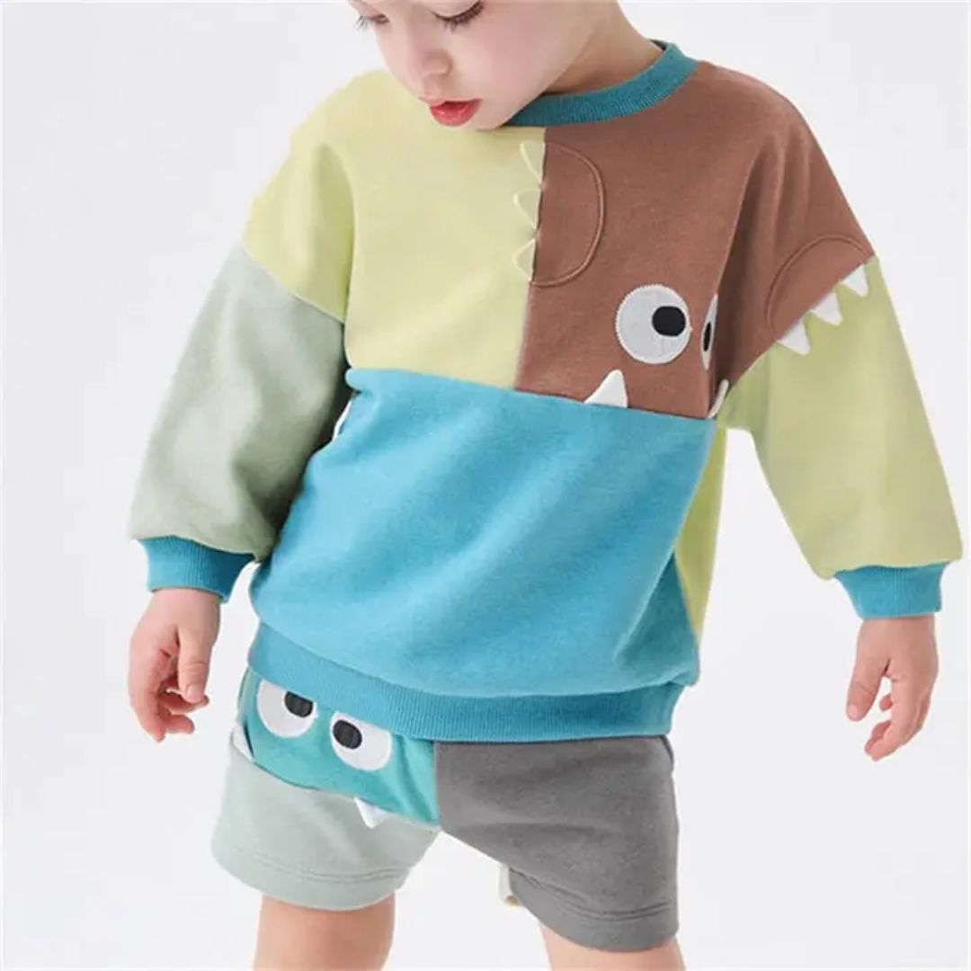 Cartoon Colorblock Sweatshirt für Jungen