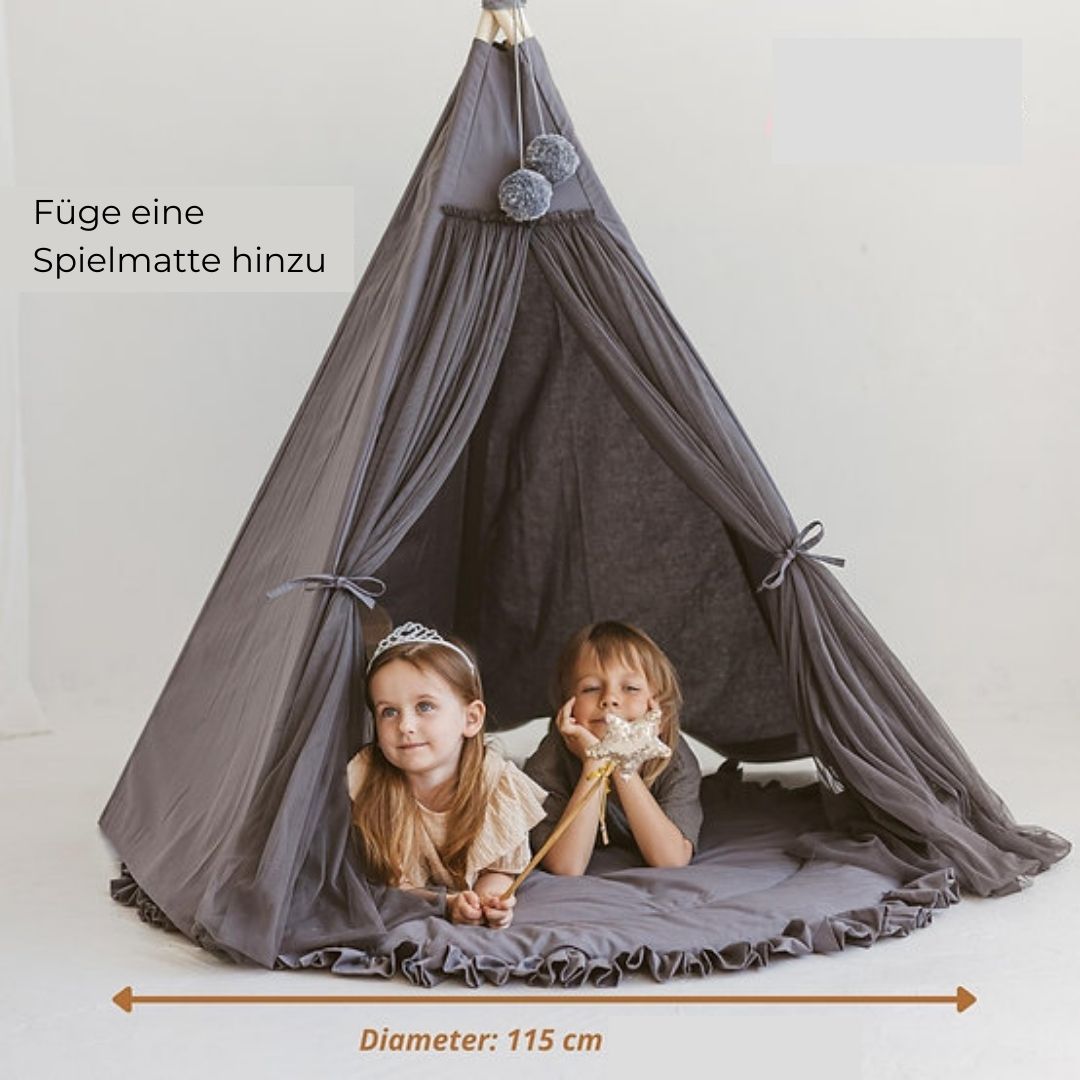 Graues Feen-Tipi für Kinder aus Tüll