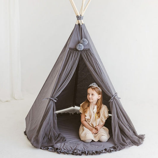 Kinder Tipi Zelt 'Fairy' mit Tüll grau