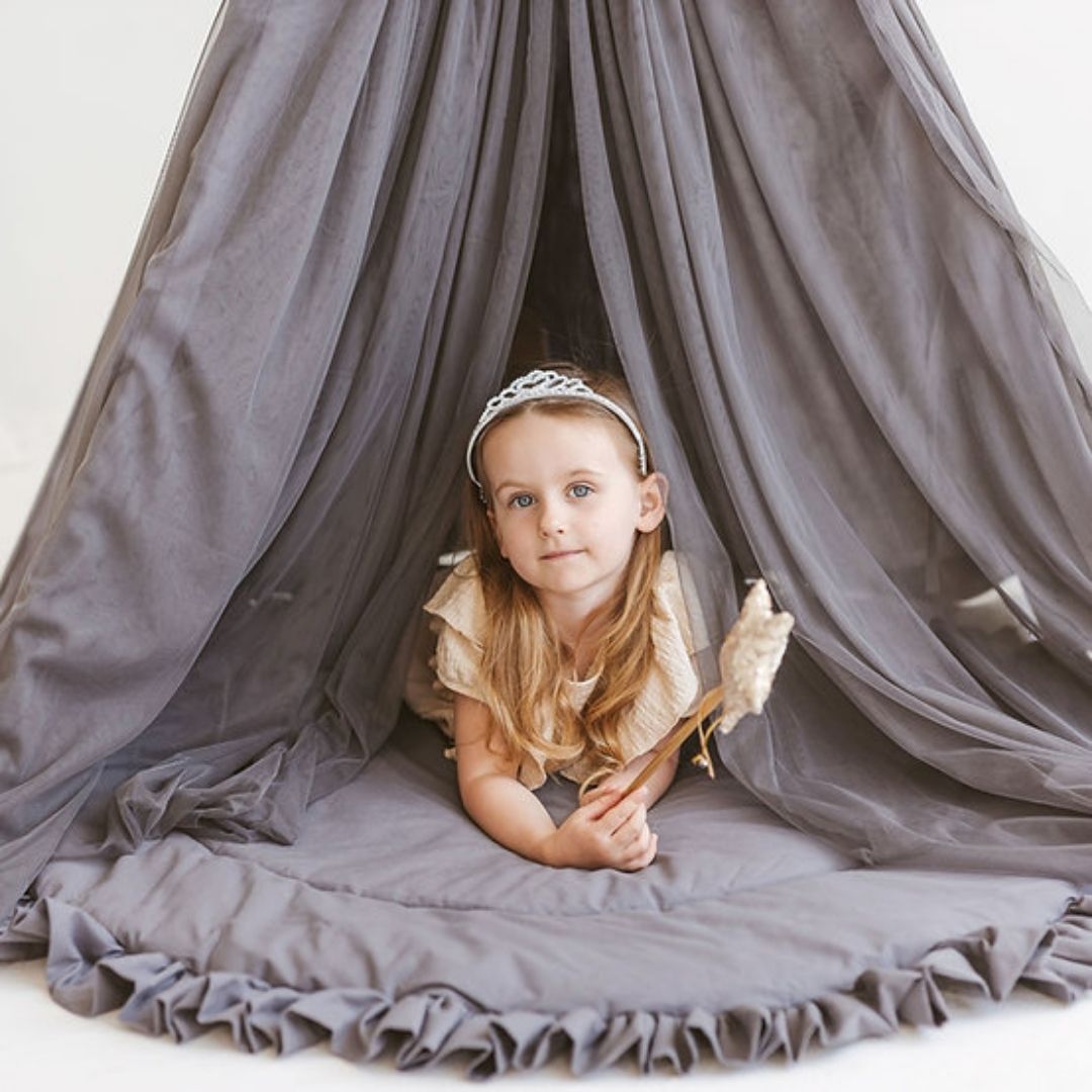 Graues Feen-Tipi für Kinder aus Tüll