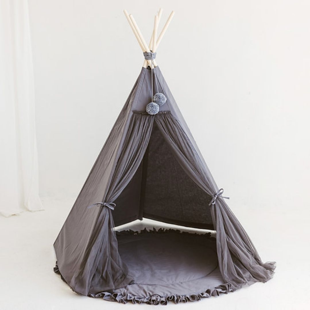 Graues Feen-Tipi für Kinder aus Tüll