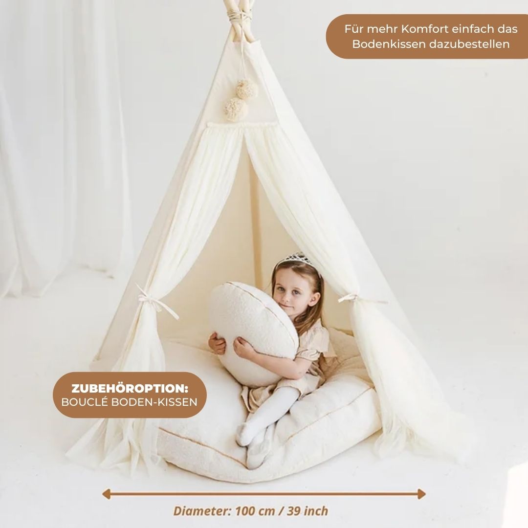 Kinder Tipi Zelt "Prinzessin" mit Tüll ecru