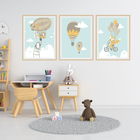 Wandbilder gerahmt 3er Set "Zeppelin"