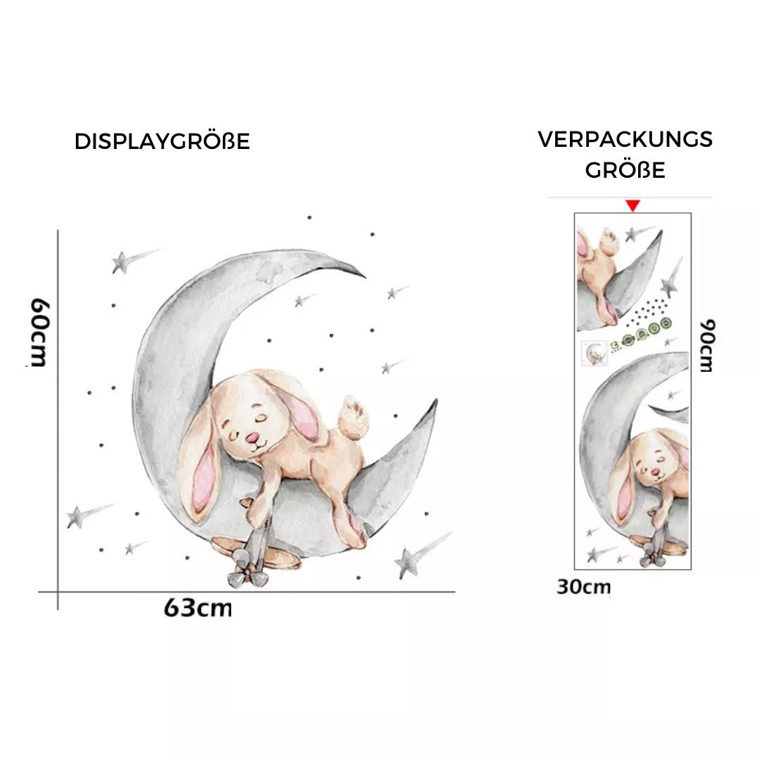 Wandtattoo Kinderzimmer "Hase & Mond" grau