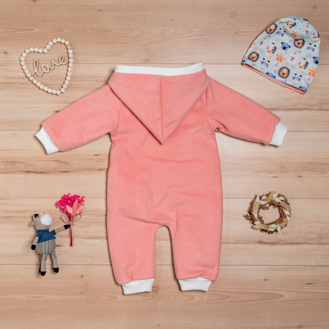 Wollfleece Overall "Süße Tiere" rosa