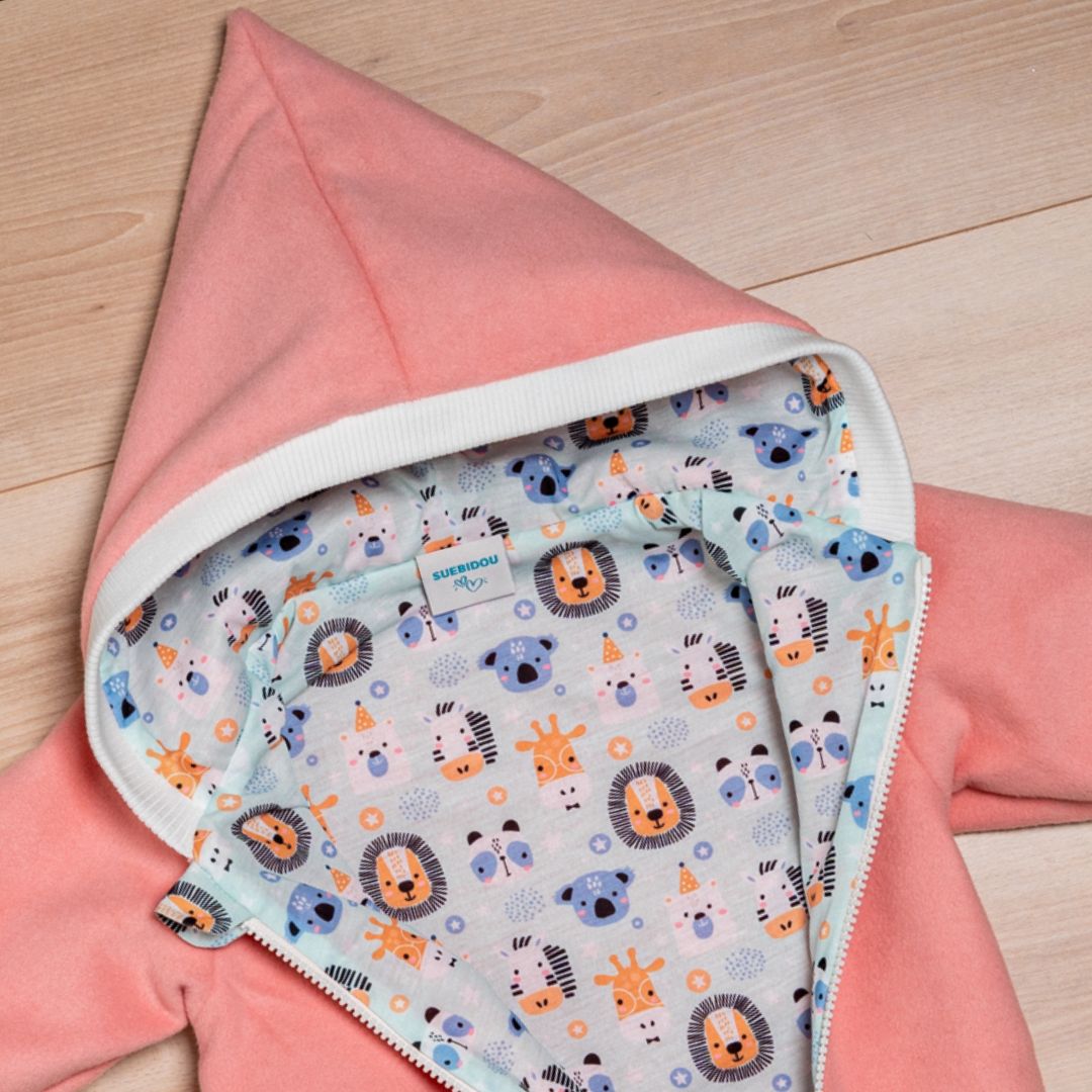 Wollfleece Overall "Süße Tiere" rosa