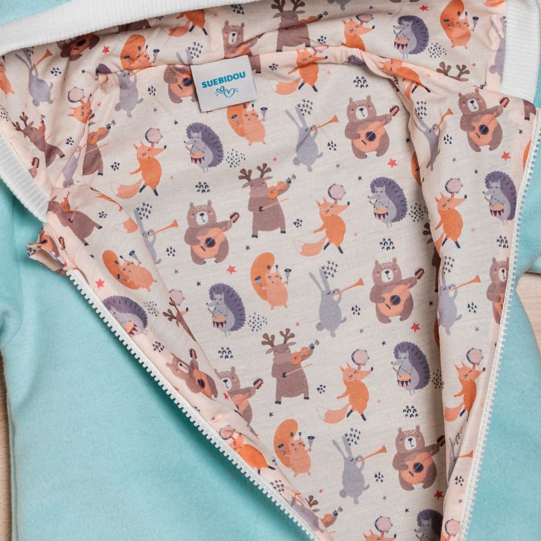 Wollfleece Overall "Musikanten" türkis