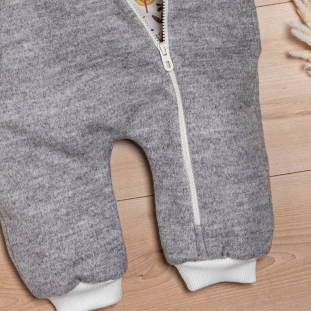 Wollfleece Overall "Waldtiere" grau