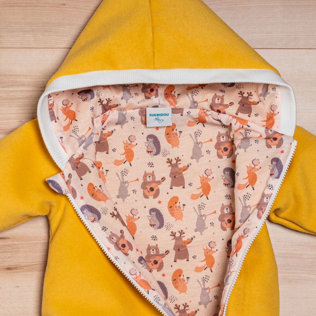 Wollfleece Overall "Musikanten" senfgelb