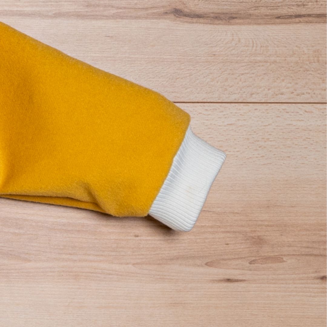 Wollfleece Overall "Süße Tiere" senfgelb