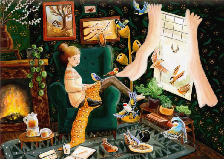 Illustrator under a blanket