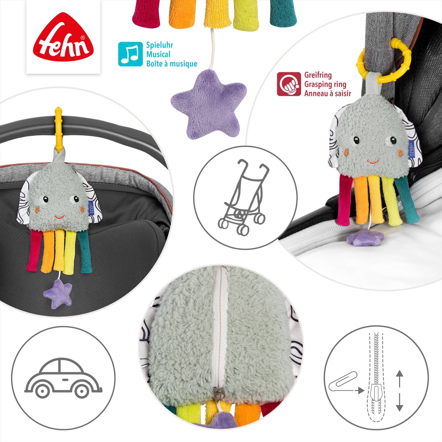 Mini-Spieluhr Tintenfisch - Kuscheltier & Einschlafhilfe
