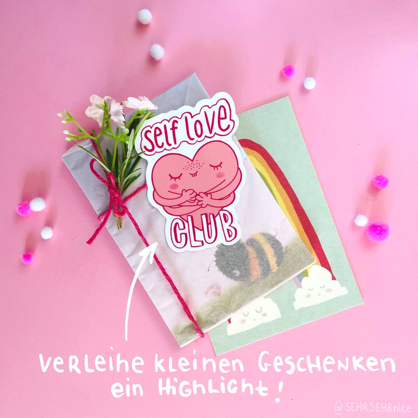 Aufkleber Selflove Club Herz aus Vinyl