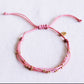 Satinarmband vierfach mit Perlen rosa