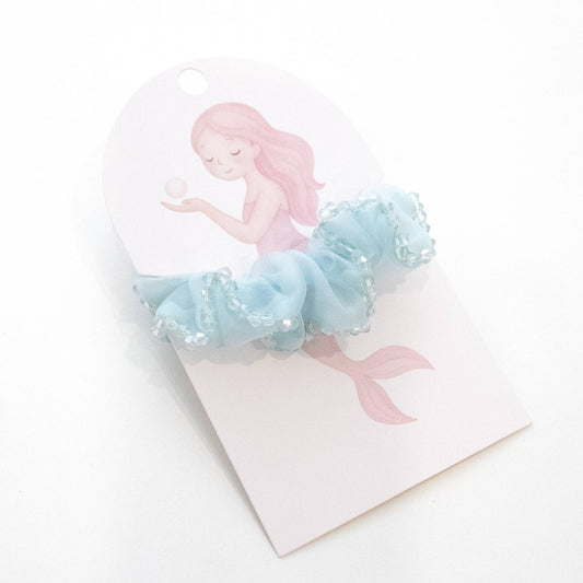 Scrunchie Meerjungfrau Perlmuttperlen pastell blau