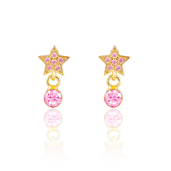 Ohrstecker für Kinder 'Stern mit rosa Zirkonia'