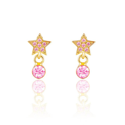 Ohrstecker für Kinder 'Stern mit rosa Zirkonia'