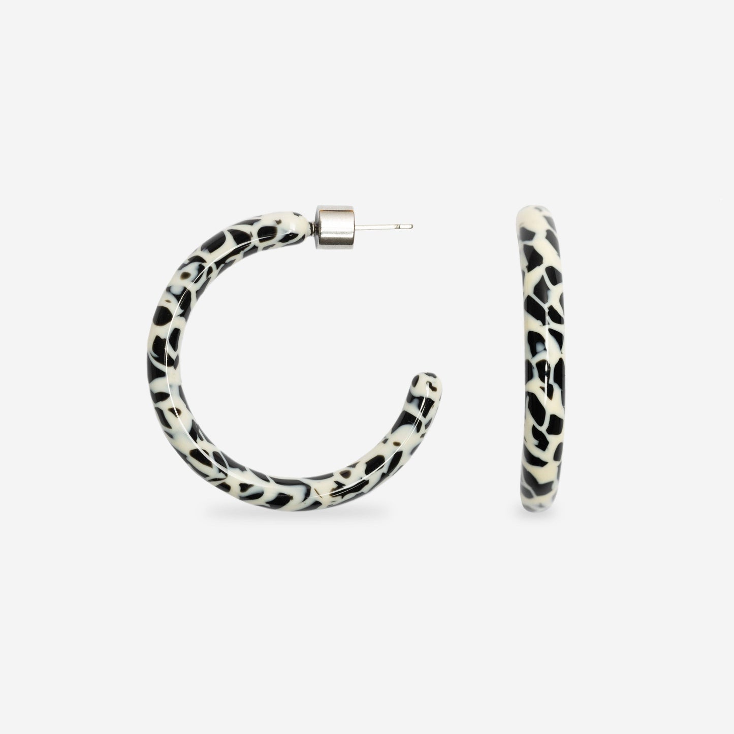 Damen Ohrringe 'Loop Dott' schwarz/weiß