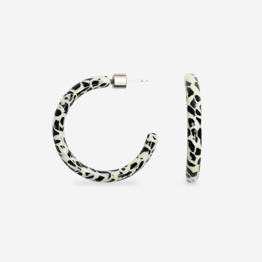 Damen Ohrringe 'Loop Dott' schwarz/weiß