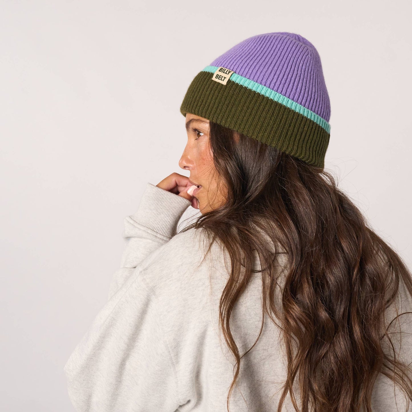 Wollmütze Unisex für Erwachsene violett/khaki/minzgrün