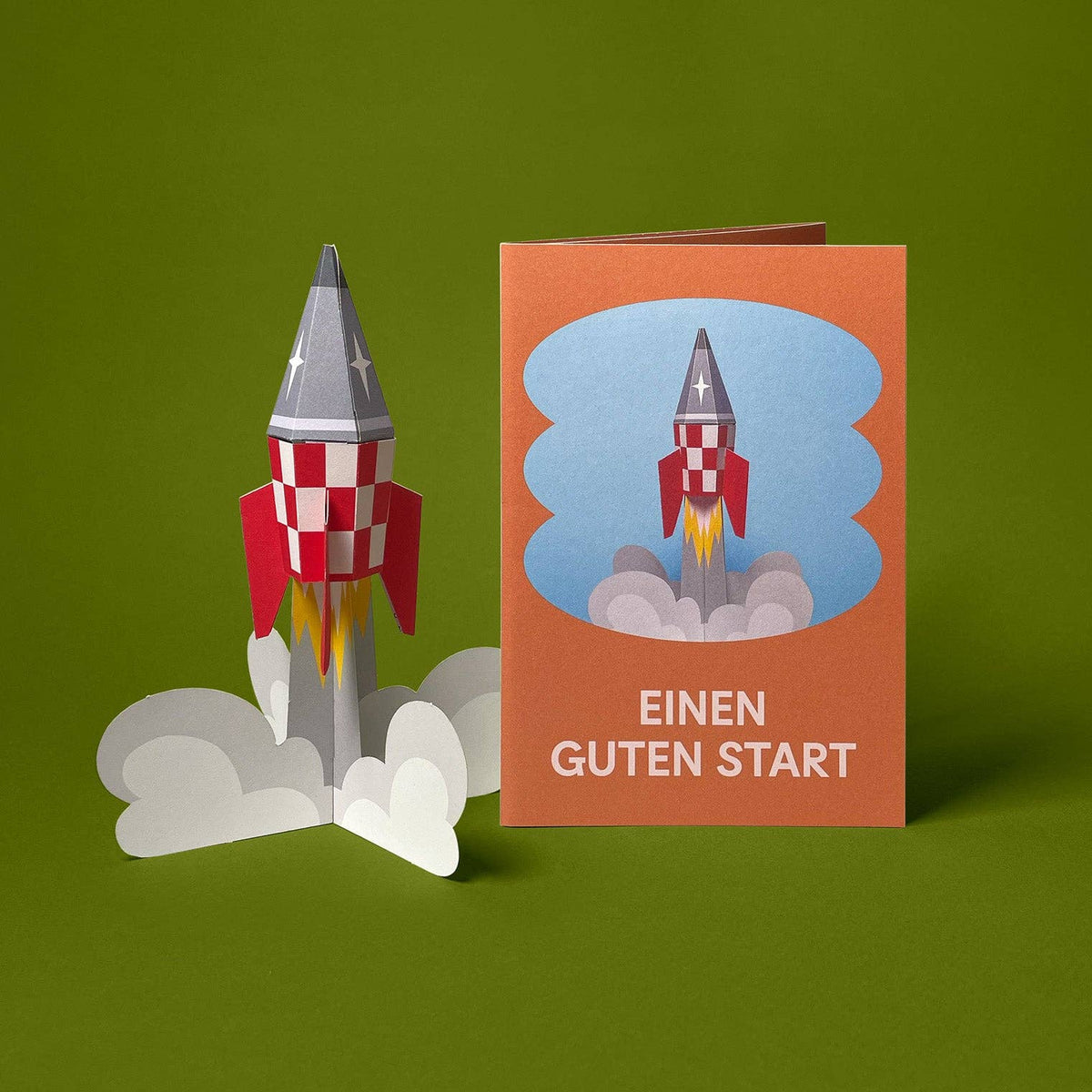 Minikarte 'Retro Rakete' 2in1 Karte & Geschenk in einem