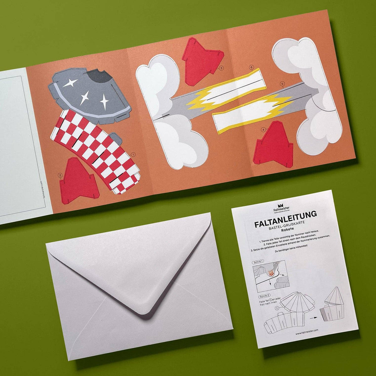 Minikarte 'Retro Rakete' 2in1 Karte & Geschenk in einem