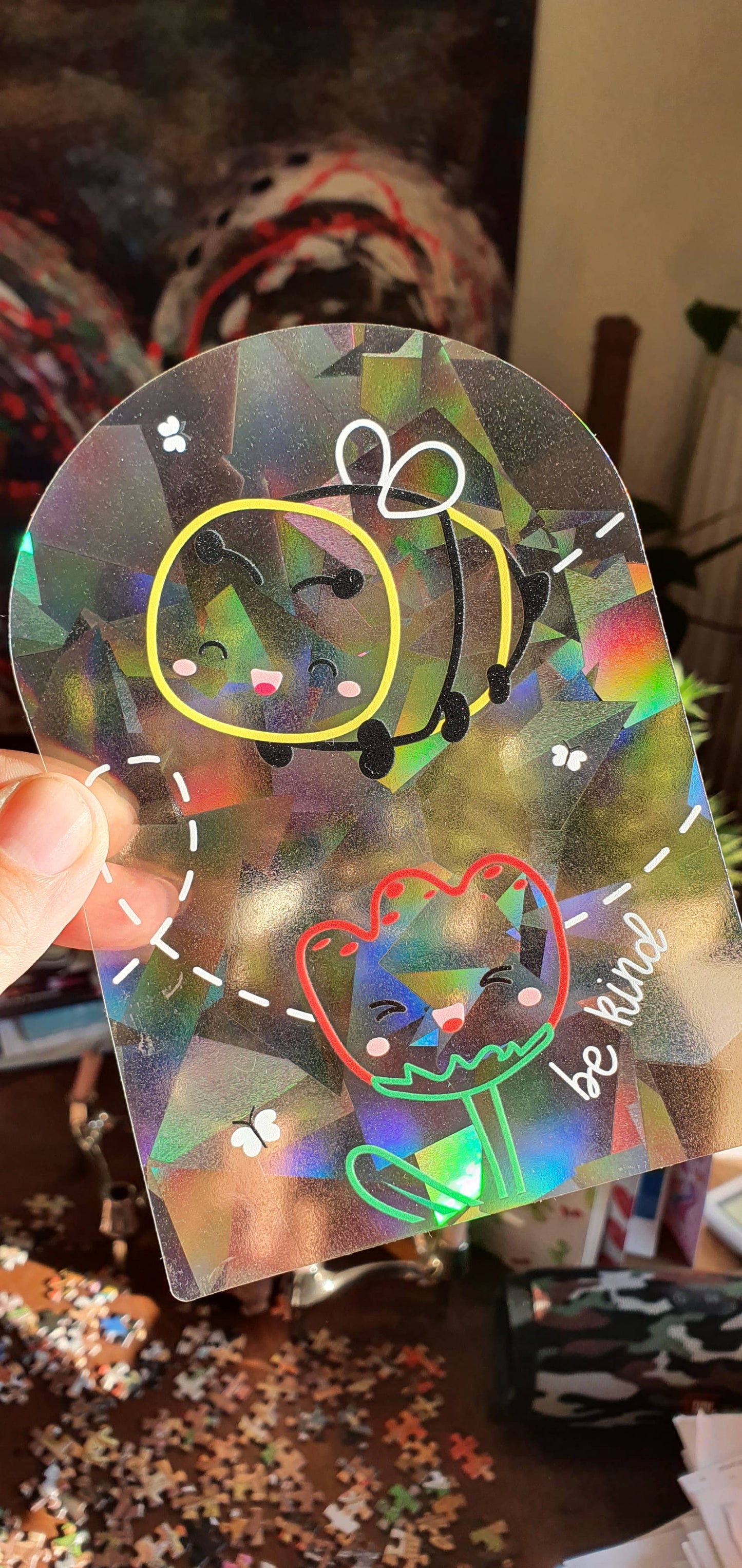 Suncatcher Regenbogen Fensteraufkleber im kawaii Stil