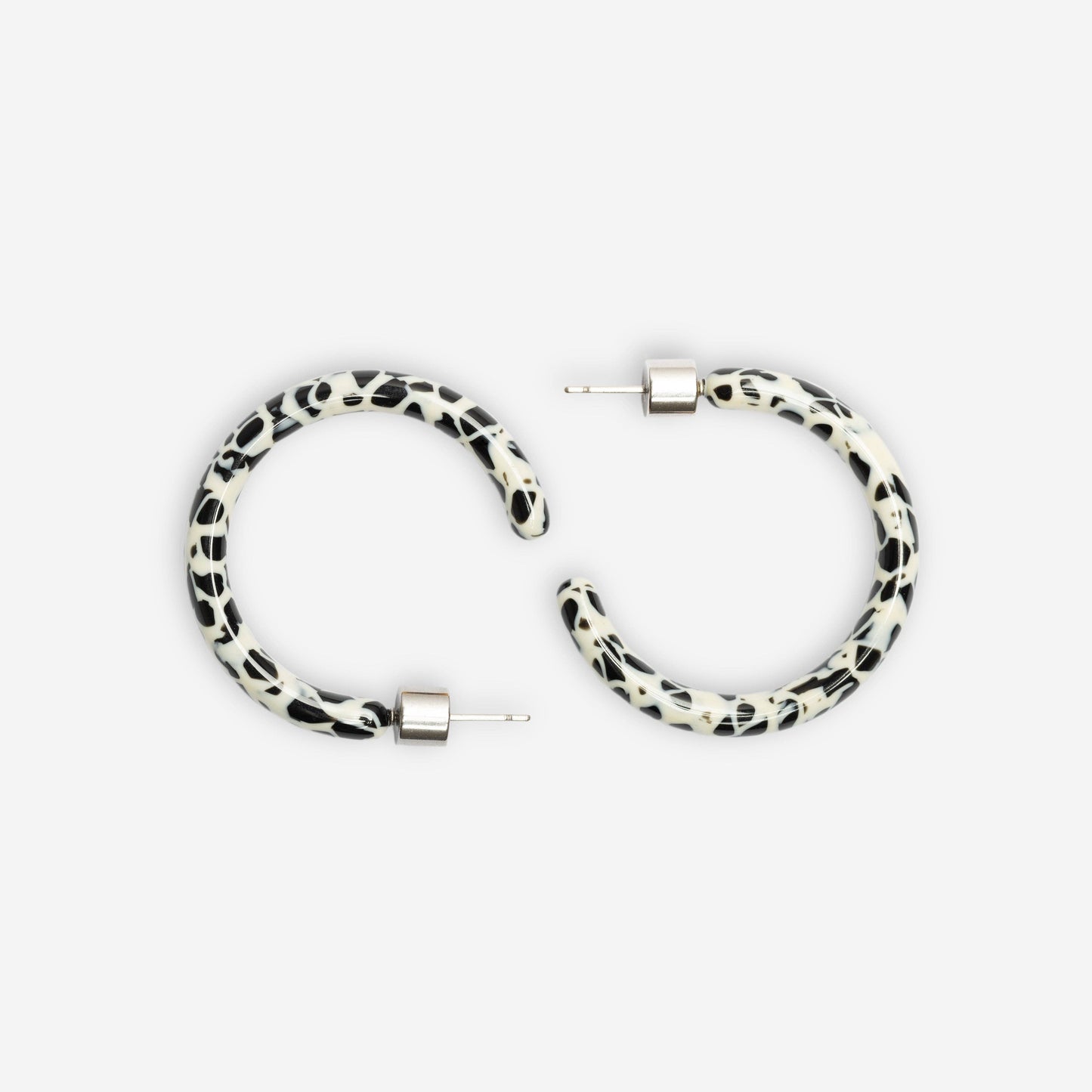 Damen Ohrringe 'Loop Dott' schwarz/weiß