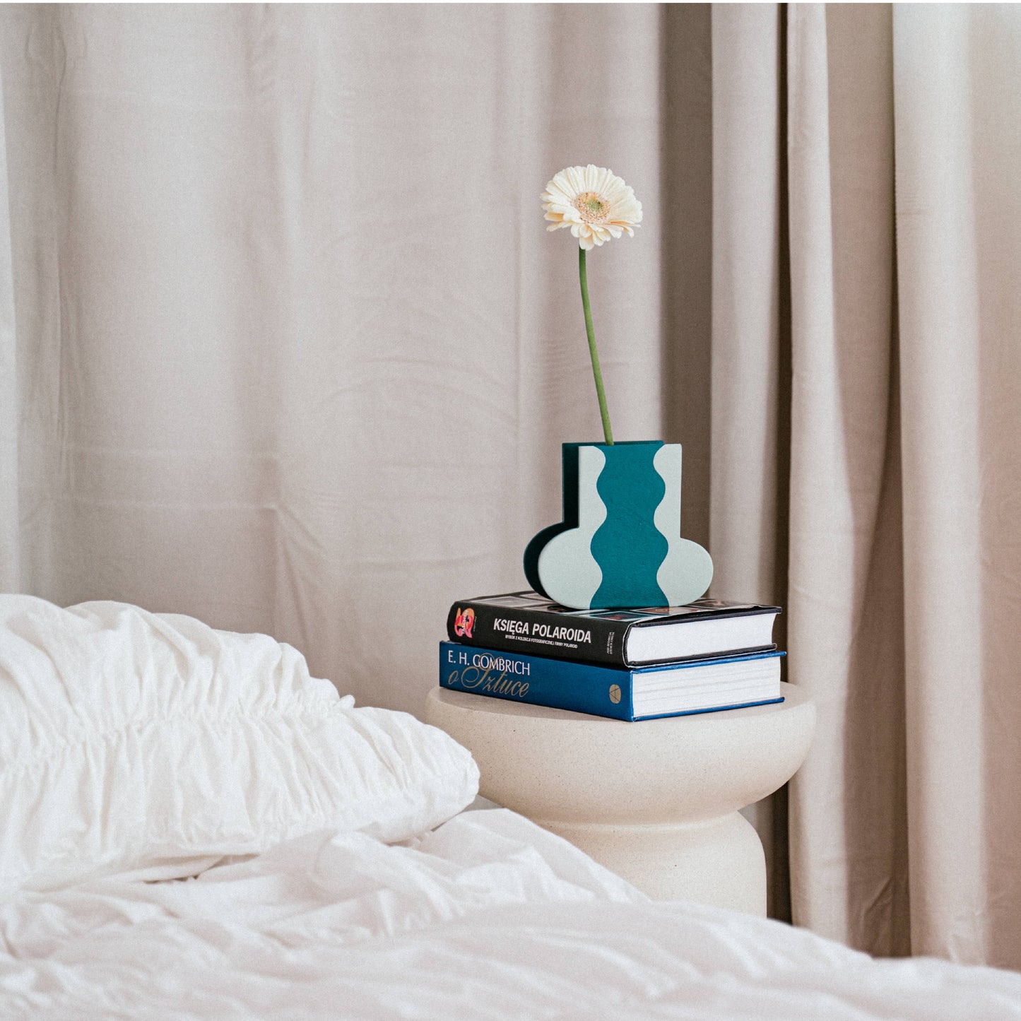 Holzvase 'WAVE' grün/mint