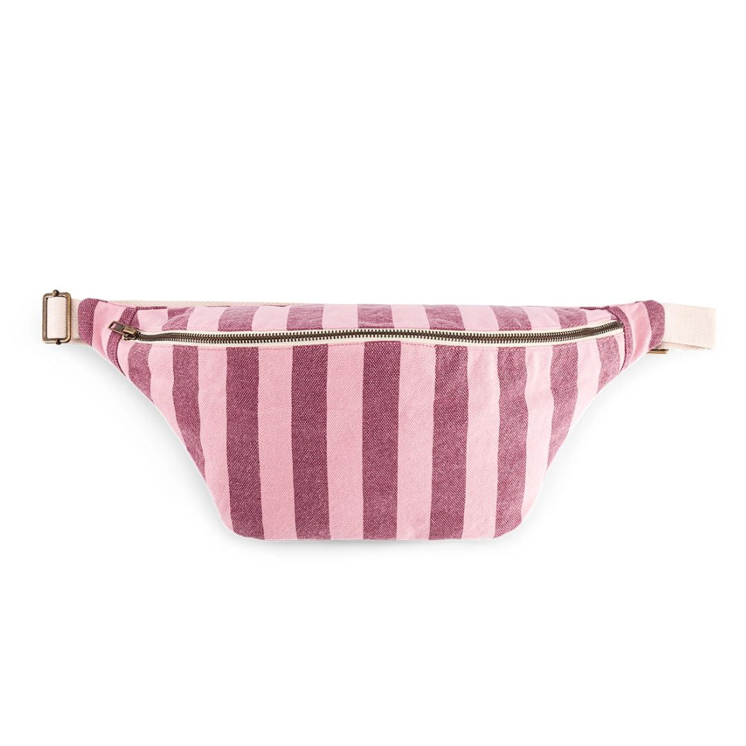 Damen Gürteltasche Streifen in burgunderrot/blassrosa