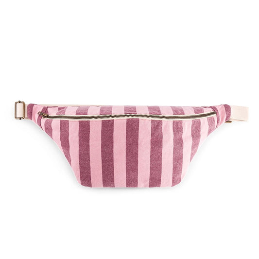 Damen Gürteltasche Streifen in burgunderrot/blassrosa