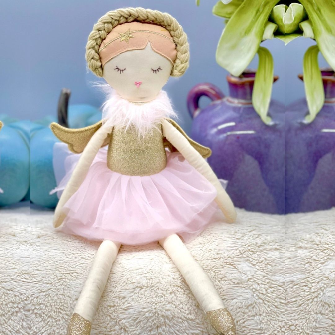 Goldfarbene Stoffpuppe Angel Ballerina