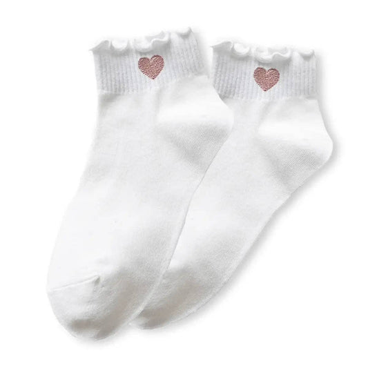 Socken Herz mit zarter Spitze