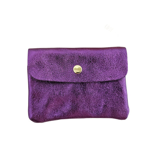 Metallisches Lederportemonnaie klein violett