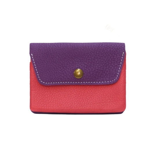 Upcyceltes Lederportemonnaie Colorblock lila/rosa
