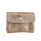Metallisches Lederportemonnaie klein beige