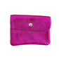 Metallisches Lederportemonnaie klein fuchsia