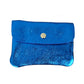 Metallisches Lederportemonnaie klein royalblau