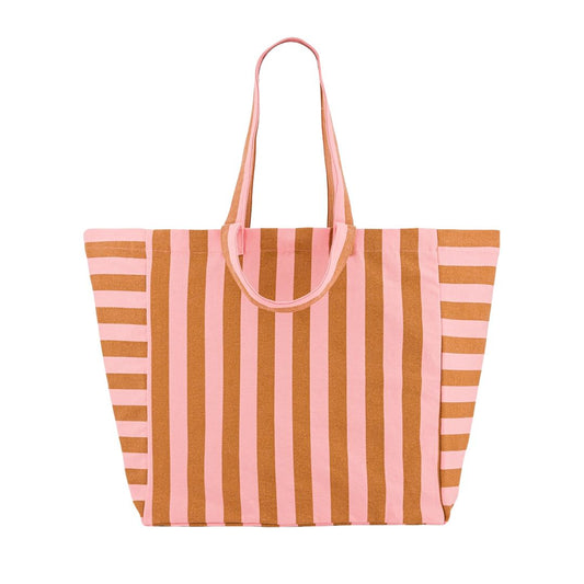 Damen Tasche Shopper Elisa Streifen karamell/erdbeere