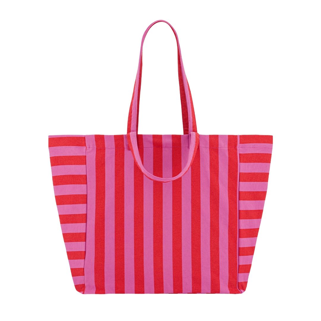 Damen Tasche Shopper Elisa Streifen orchidee/tomate