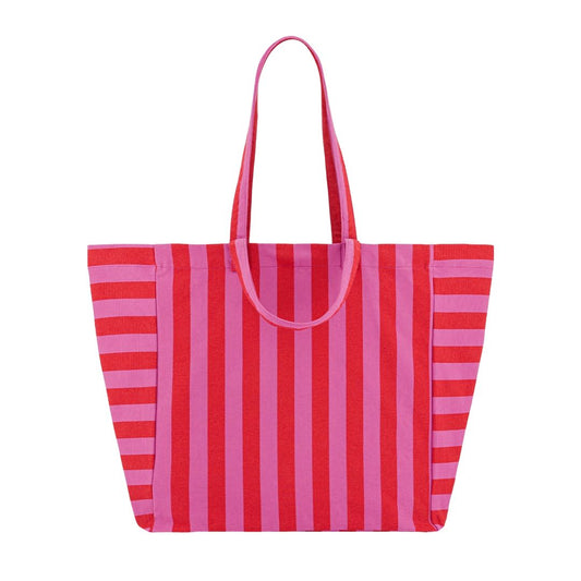 Damen Tasche Shopper Elisa Streifen orchidee/tomate