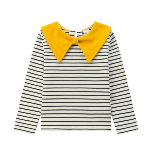 Gestreiftes Sweatshirt mit gelber Schleife