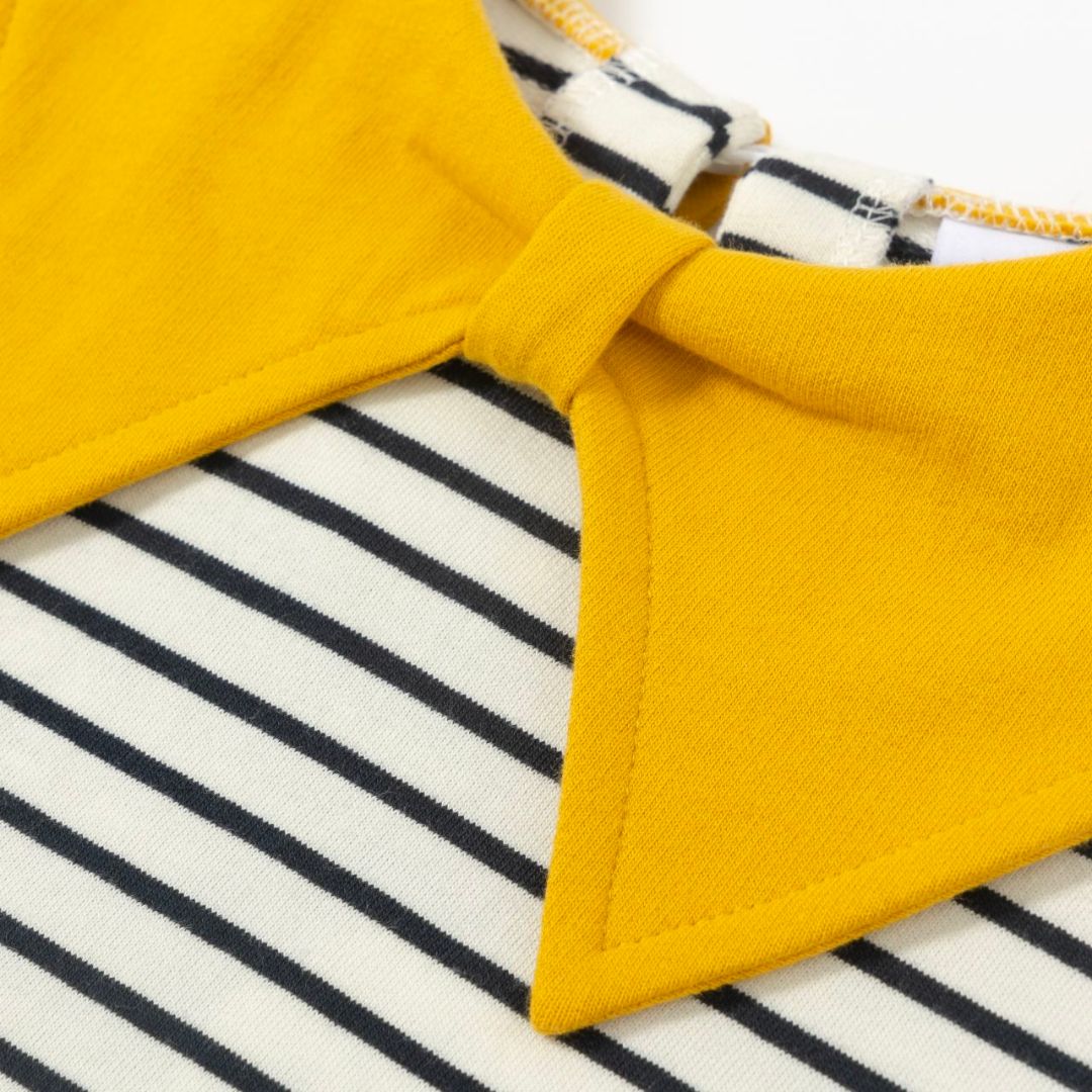 Gestreiftes Sweatshirt mit gelber Schleife