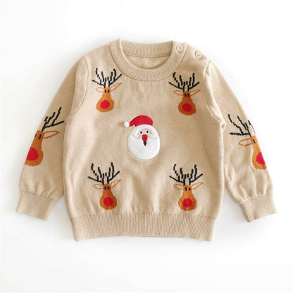 Bestickter Pullover mit Weihnachtsmotiv beige