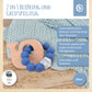 Beißring Wal aus Naturholz mit Silikonkette blau