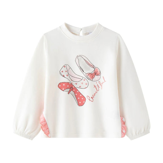 Fleece Sweatshirt mit Print weiß