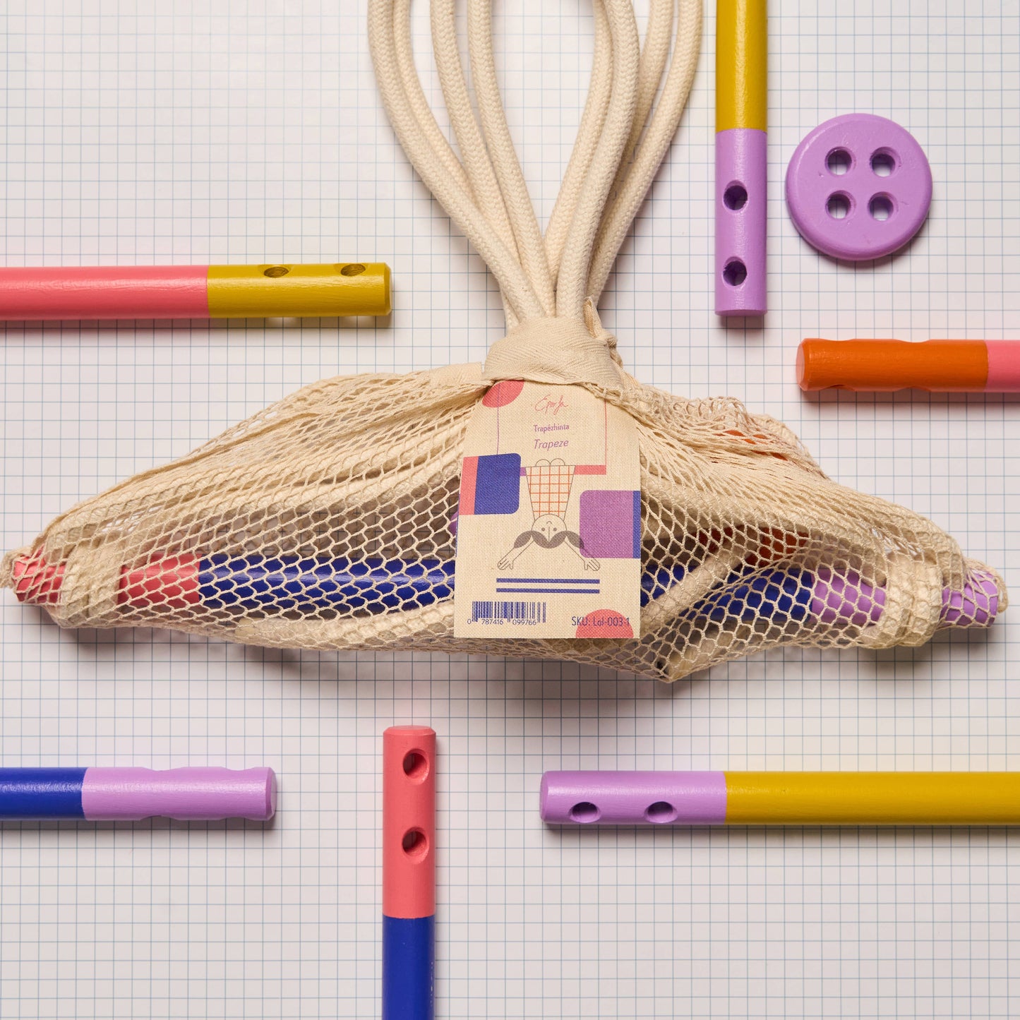 Indoor Trapez 'Colorful' korall/blau/lila