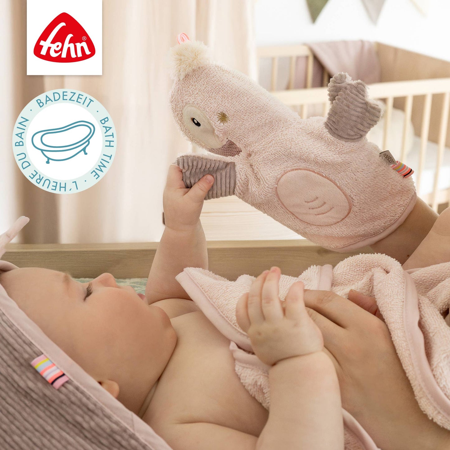 Waschhandschuh Flamingo - Waschlappen mit Tiermotiv