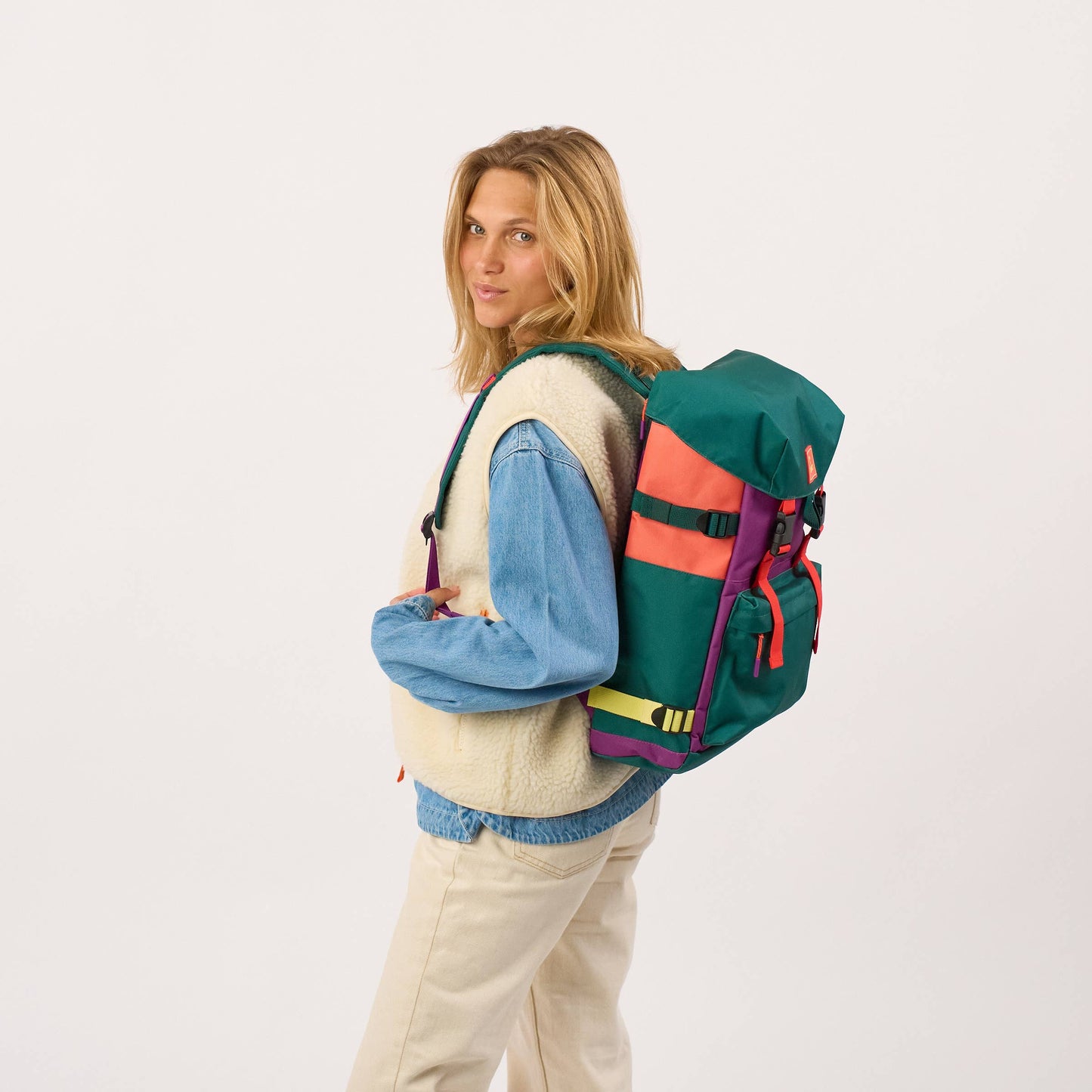 Rolltop-Rucksack mehrfarbig grün/violett