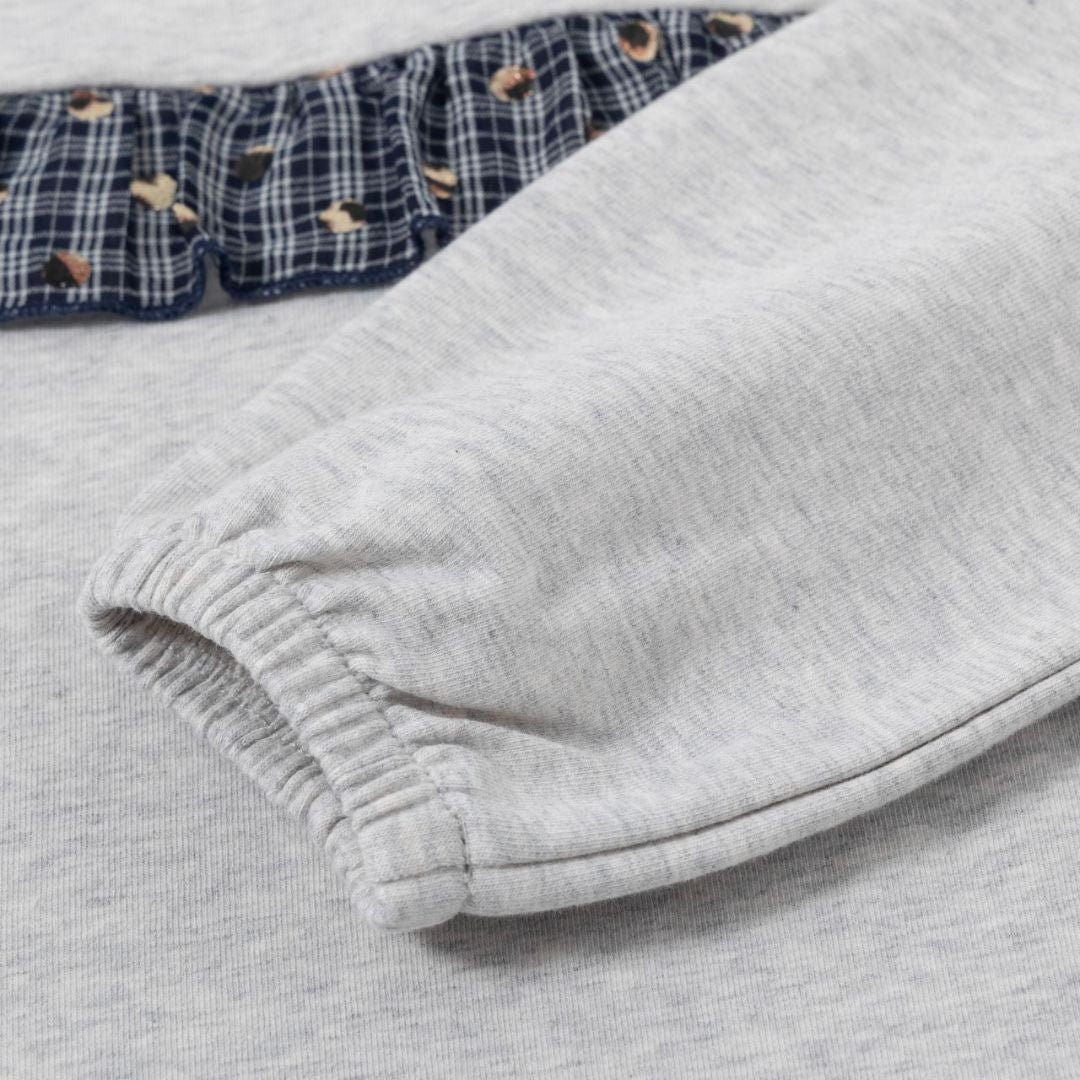 Sweatshirt mit Rüschendetails und Schleife grau